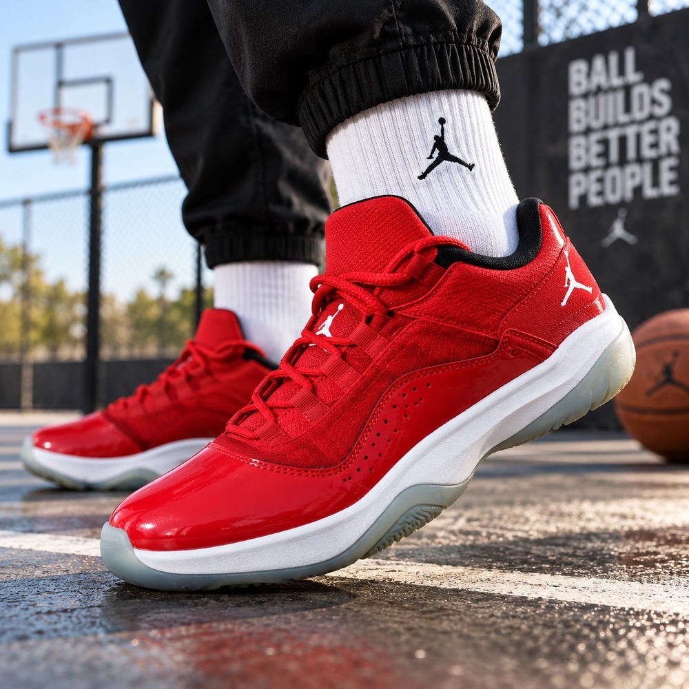Jordan 11 CMFT Low Gym Red White Black Sneakers DN4180-601 Mens 10